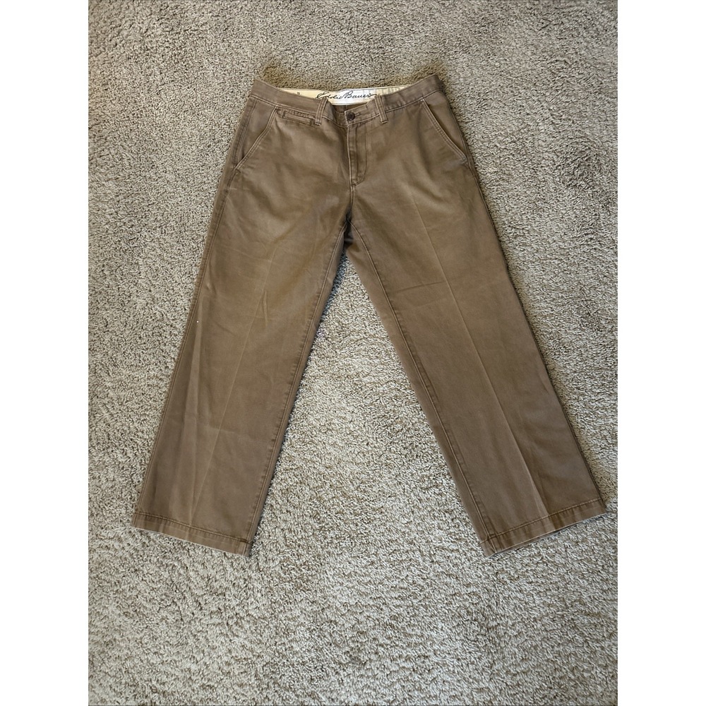 Eddie Bauer Mens Legend Wash Classic Fit Straight‎ Leg Khaki Pants Brown 35 x 30